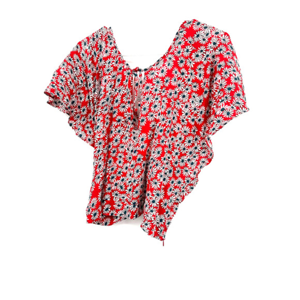 Zara Trafaluc Collection size XL red short sleeve top cut out back detail floral